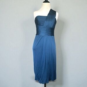 3.1 PHILLIP LIM vintage blue one shoulder 100% silk cocktail dress size small
